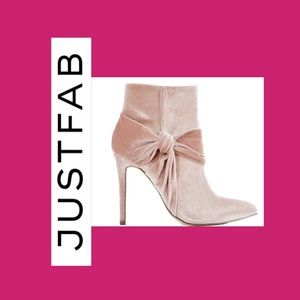 JustFab Karolina Velvet Stiletto Booties with Bow | Sz 8.5 | EUC